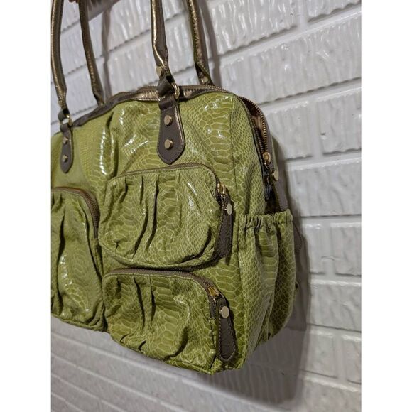 Unbranded Women's Green Snake Skin Embossed Multi Pocket Carry-on Bag New Withou - Picture 2 of 8